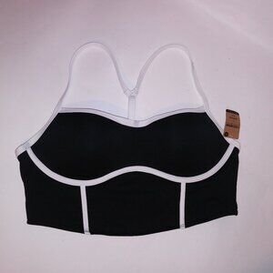 Victoria Secret PINK Sports Bra Push Up Ultimate Black White Long Line Padded Ra